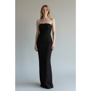 NWT SKIMS Soft Lounge Strapless Maxi Tube Dress Women's Large Black Ribbed Comfy